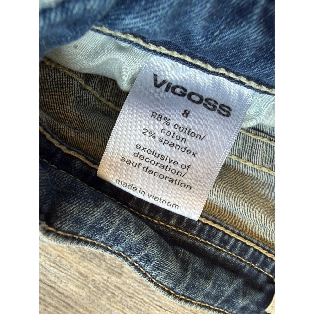 Vigoss Bootcut Jeans 8 Flag HoLeS Pocket Embroidered Stretch Boot Western Jean - Picture 3 of 16